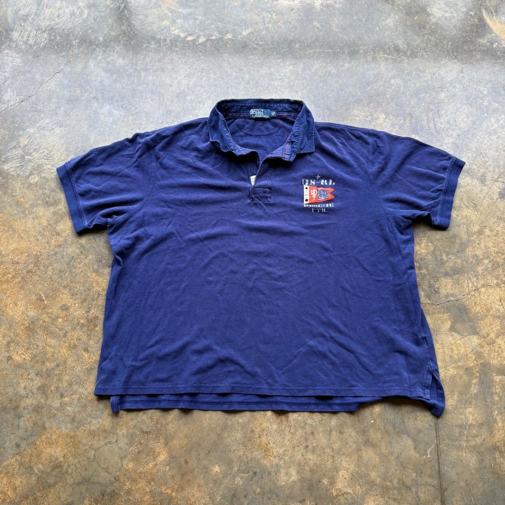 Polo Ralph Lauren Mens 4XB Big Navy US-RL Rescue PTR Nautical P-32 Polo Shirt